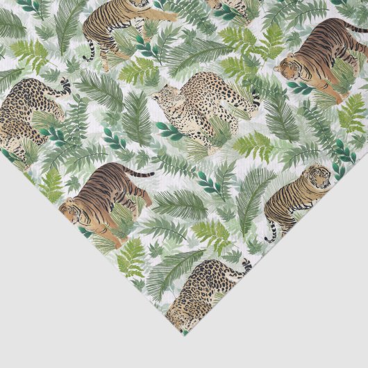 Moderne luipaarden Planten Oerwoud Tissuepapier (Detail)