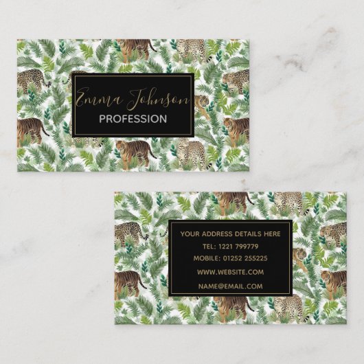 Moderne luipaarden Planten Oerwoud Visitekaartje (Voorkant / Achterkant)