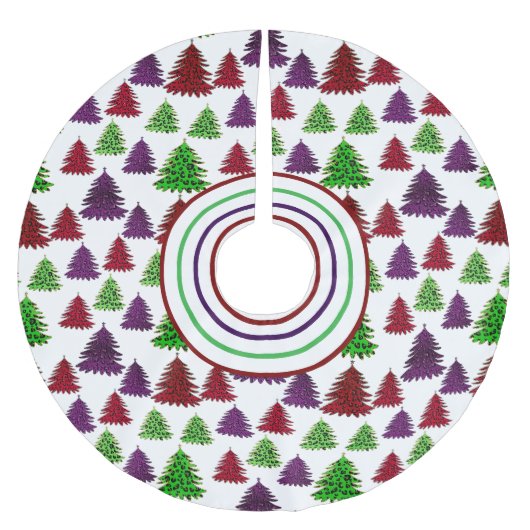 Moderne luipaardprint kleurrijke kerstbomen kerstboom rok (Voorkant)