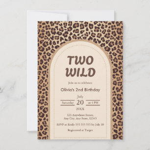 Moderne Luipaardprint Twee Wilde 2de Verjaardag Kaart
