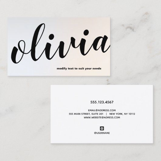 Moderne lumierige Silver Bold Script Calligraphy B Visitekaartje (Voorkant / Achterkant)