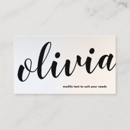 Moderne lumierige Silver Bold Script Calligraphy B Visitekaartje