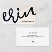 Moderne lumierige Silver Bold Script Calligraphy B Visitekaartje (Voorkant / Achterkant)