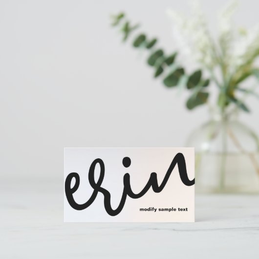 Moderne lumierige Silver Bold Script Calligraphy B Visitekaartje (Staand voorkant)