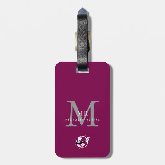 Moderne luxe aangepaste monogram, naam bagagelabel (Achterkant verticaal)