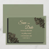 Moderne Luxe Aardesteen Salie Groen & Goud Klassie Save The Date (Voorkant / Achterkant)