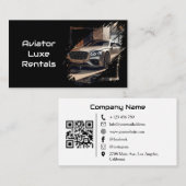 Moderne luxe autoverhuur zwart-wit QR-code Visitekaartje (Voorkant / Achterkant)