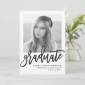 Moderne Luxe Black Script Graduparty Kaart (Staand voorkant)