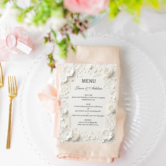 Moderne Luxe Bloemige Bruiloft  Menu