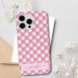 Moderne Luxe Blush Roze Glitter Diamant Chique Gla iPhone 15 Pro Max Hoesje