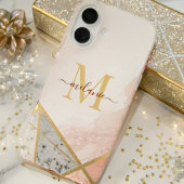 Moderne luxe blush roze goud monogram elegant iPhone 16 hoesje