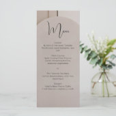 Moderne Luxe Boog Trouwmenu | Neutraal Beige Menu (Staand voorkant)