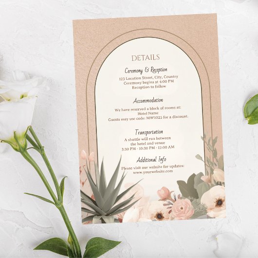 Moderne Luxe Botanische Elegante Bruiloft Informatiekaartje
