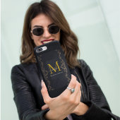 Moderne luxe bruine monogram initiële grap script iPhone 15 case