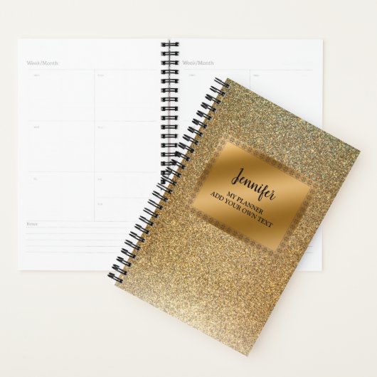 Moderne luxe chic glitter Gold gepersonaliseerd Planner (Display)