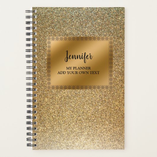 Moderne luxe chic glitter Gold gepersonaliseerd Planner (Voorkant)