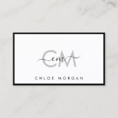 Moderne luxe chic zwart wit script signatuur visitekaartje (Voorkant)