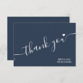 Moderne, luxe, donkerblauw, bedankt (Voorkant / Achterkant)