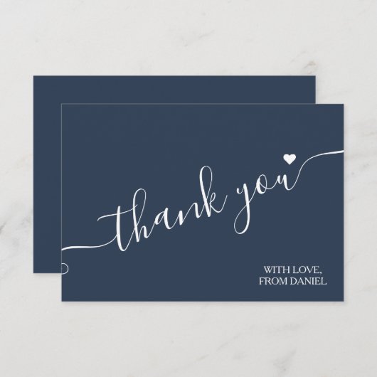Moderne, luxe, donkerblauw, bedankt (Voorkant / Achterkant)