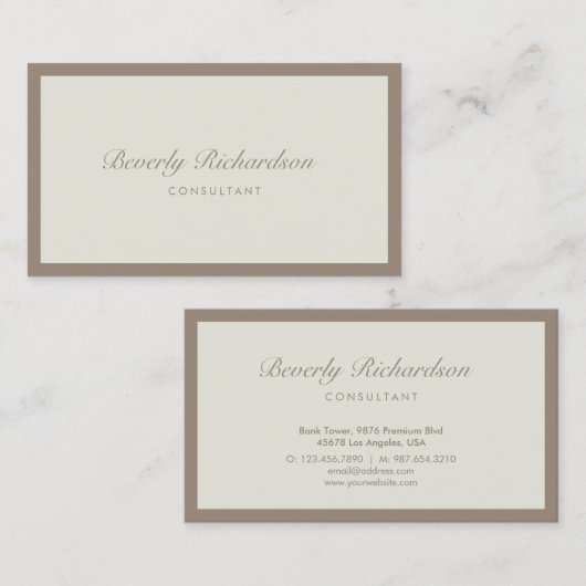 Moderne luxe, eenvoudige professionele bruin visitekaartje (Voorkant / Achterkant)