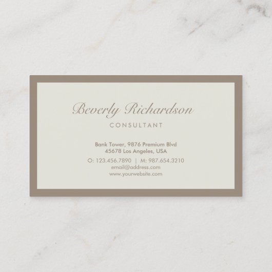 Moderne luxe, eenvoudige professionele bruin visitekaartje (Achterkant)