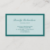 Moderne luxe, eenvoudige professionele turkooise visitekaartje (Achterkant)