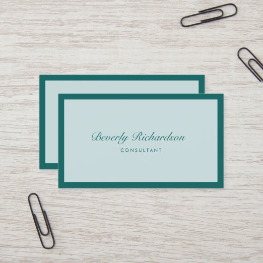 Moderne luxe, eenvoudige professionele turkooise visitekaartje (Voorkant / Achterkant in situ)