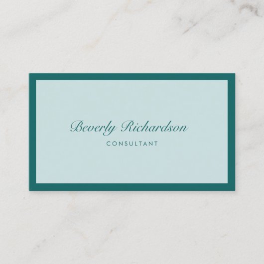 Moderne luxe, eenvoudige professionele turkooise visitekaartje (Voorkant)