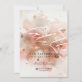 Moderne Luxe Elegant Roos Gouden Waterverf Bruilof Save The Date (Voorkant)