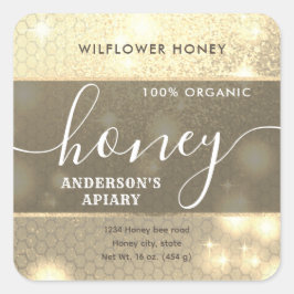 Moderne luxe fonkelende honingpot label