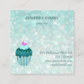 Moderne luxe glittercupcake zelfgemaakte bakkerij vierkante visitekaartje (Achterkant)