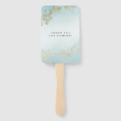 Moderne Luxe Gold Flecks Blauwgroen mist Wedding Handwaaier (Achterkant)