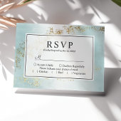 Moderne Luxe Gold Flecks Blauwgroen mist Wedding RSVP Kaartje