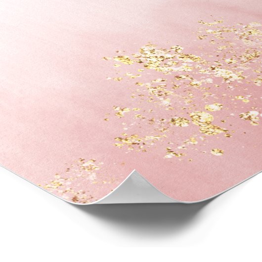 Moderne Luxe Gold Flecks Blush Pink Weddenschap Poster (Hoek)