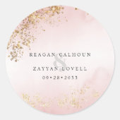 Moderne Luxe Gold Flecks Blush Pink Wedding Ronde Sticker (Voorkant)