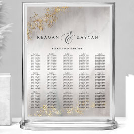 Moderne Luxe Gold Flecks Gray Wedding Seating Char Poster