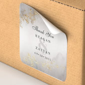 Moderne Luxe Gold Flecks Grey Weddenschap Hartelij Vierkante Sticker