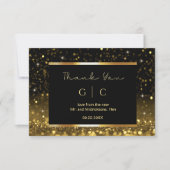 Moderne luxe goud zwart glitters  bedankkaart (Voorkant)