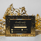Moderne Luxe Goud Zwart Sparkles RSVP Kaartje