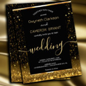Moderne Luxe Goud Zwart Sparkles Uitnodiging Flyer