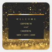 Moderne luxe goud zwarte glitters vierkante sticker (Voorkant)