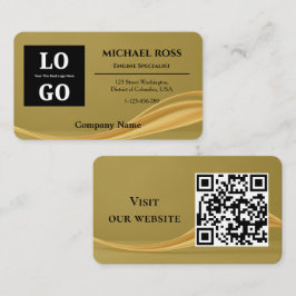 Moderne luxe gouden aangepaste logo en QR-code Visitekaartje