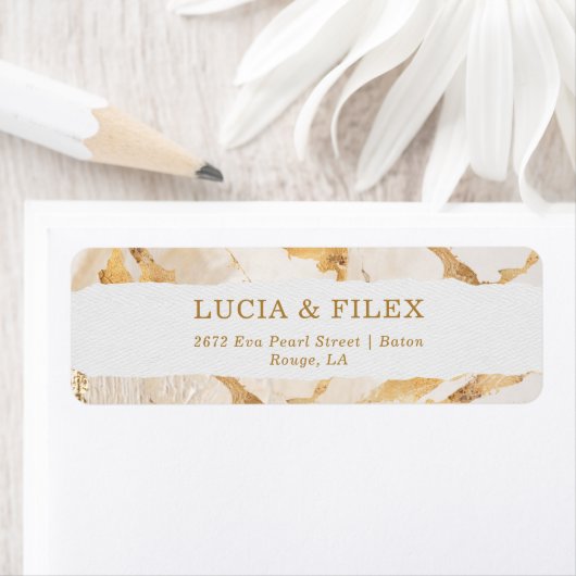 Moderne luxe gouden abstract retouradres etiket (Insitu)