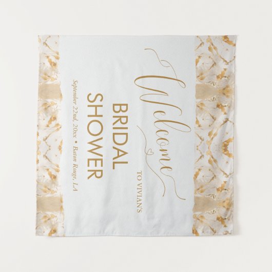 Moderne luxe gouden abstracte bruidsdouche welkom wandkleed (Voorkant (horizontaal))