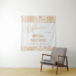 Moderne luxe gouden abstracte bruidsdouche welkom wandkleed