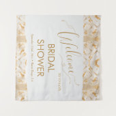 Moderne luxe gouden abstracte bruiloftsdouche welk wandkleed (Voorkant (horizontaal))