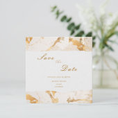 Moderne luxe gouden abstracte save the date kaart (Staand voorkant)
