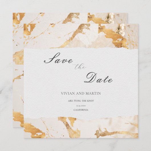 Moderne luxe gouden abstracte save the date kaart (Voorkant / Achterkant)