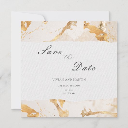 Moderne luxe gouden abstracte save the date kaart (Voorkant)