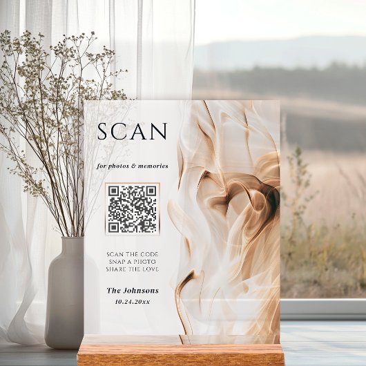 Moderne luxe gouden acryl trouw QR-code scan Bord